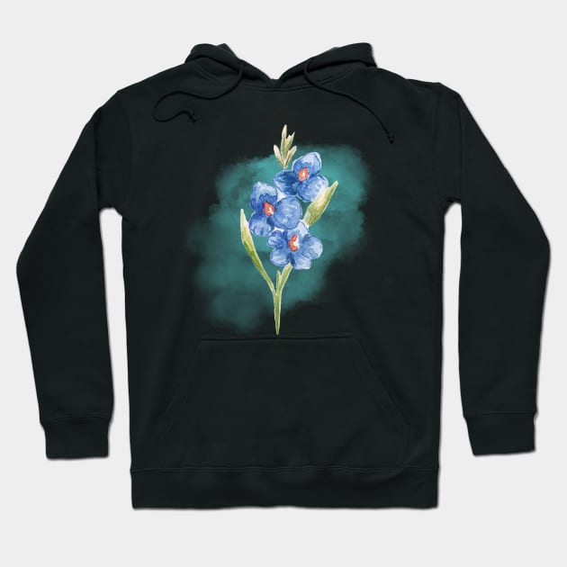 Gladioli Filipino flower Hand-painted Watercolor Hoodie by Art by Ergate